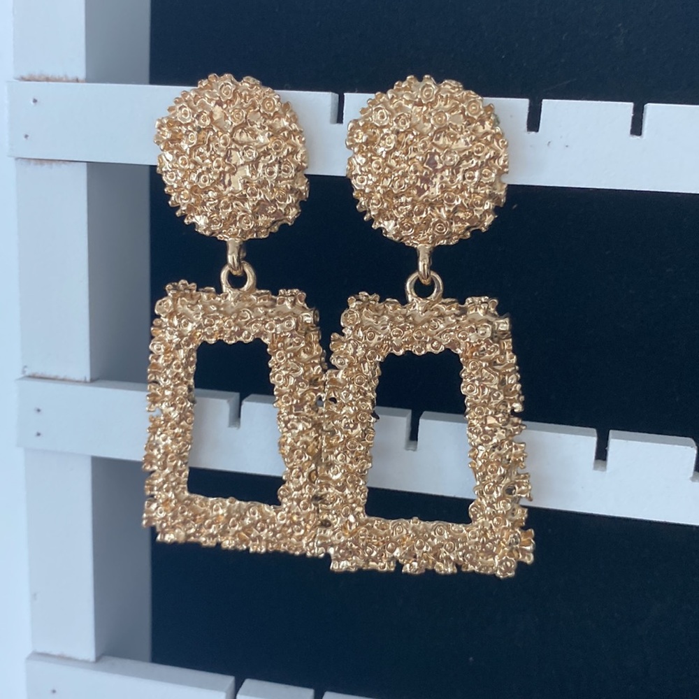 Gold jeweled drop earrings